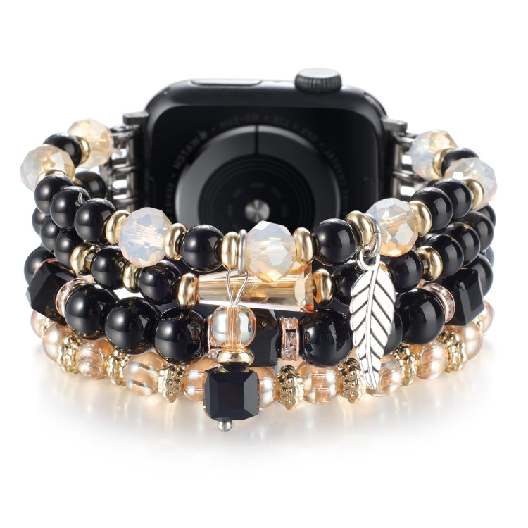 For Apple Watch 46mm / 49mm / 45mm / 44mm Tassel Beaded Chain Watch Band(Black) by bashfashion