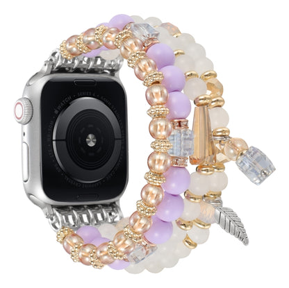 For Apple Watch 42mm / 41mm / 40mm / 38mm Tassel Beaded Chain Watch Band(Purple) by bashfashion