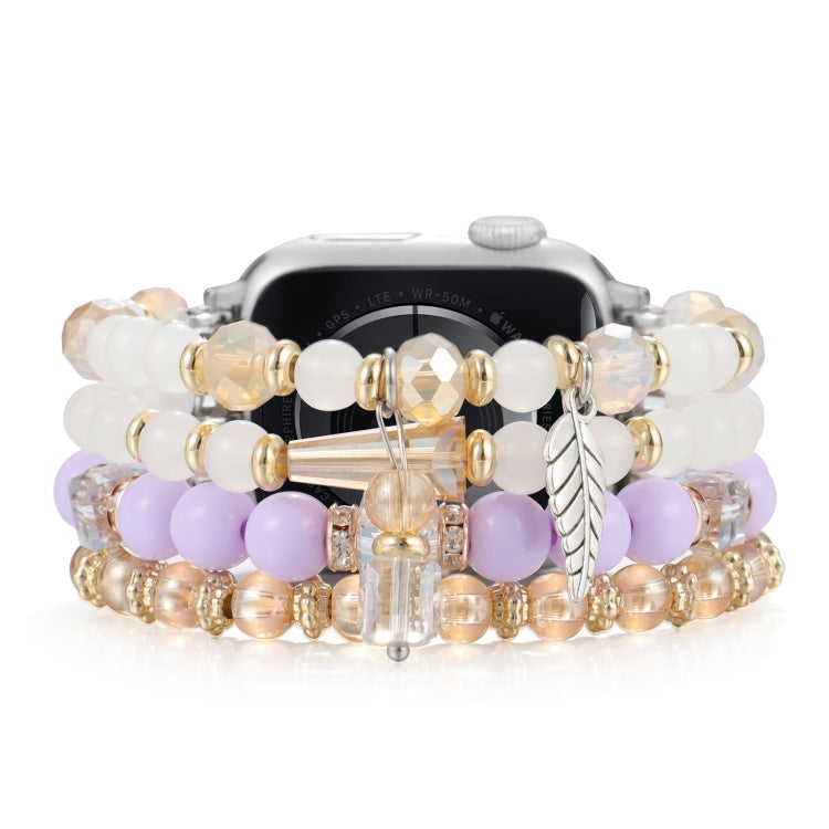 For Apple Watch 42mm / 41mm / 40mm / 38mm Tassel Beaded Chain Watch Band(Purple) by bashfashion