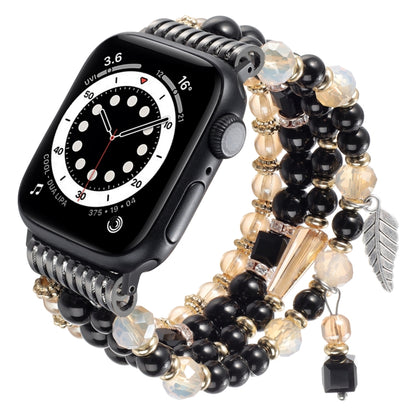 For Apple Watch 42mm / 41mm / 40mm / 38mm Tassel Beaded Chain Watch Band(Black) by bashfashion