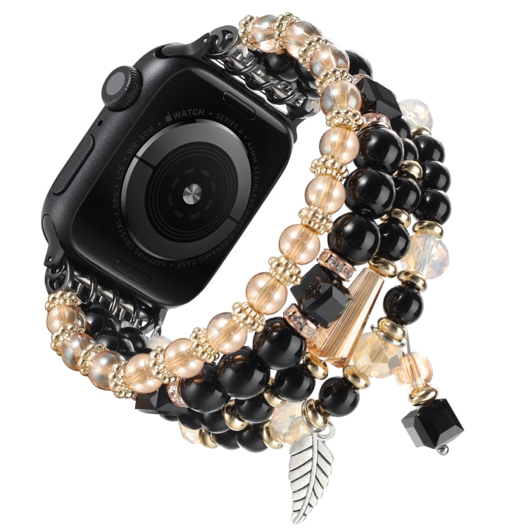 For Apple Watch 42mm / 41mm / 40mm / 38mm Tassel Beaded Chain Watch Band(Black) by bashfashion