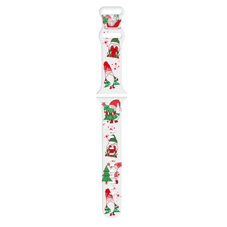 For Apple Watch 46mm / 49mm / 45mm / 44mm Christmas Pattern Silicone Watch Band(Santa Claus White) by bashfashion
