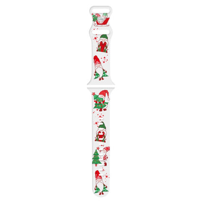 For Apple Watch 46mm / 49mm / 45mm / 44mm Christmas Pattern Silicone Watch Band(Santa Claus White) by bashfashion