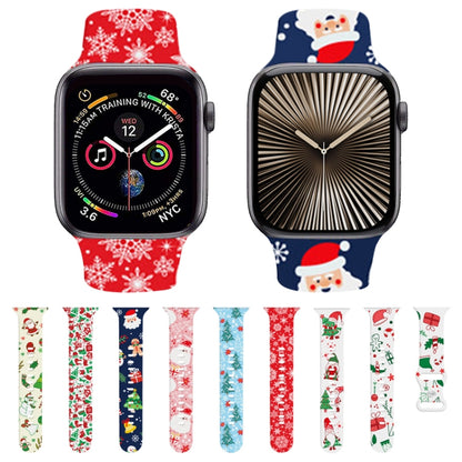 For Apple Watch 46mm / 49mm / 45mm / 44mm Christmas Pattern Silicone Watch Band(Santa Claus White) by bashfashion