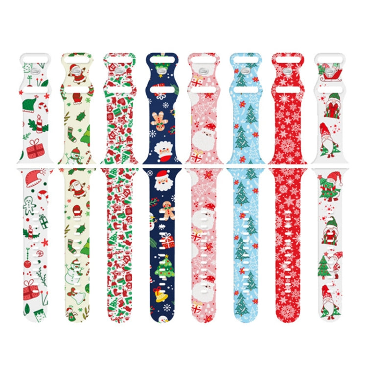 For Apple Watch 46mm / 49mm / 45mm / 44mm Christmas Pattern Silicone Watch Band(Santa Claus White) by bashfashion