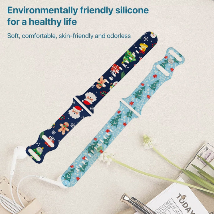 For Apple Watch 46mm / 49mm / 45mm / 44mm Christmas Pattern Silicone Watch Band(Santa Claus White) by bashfashion