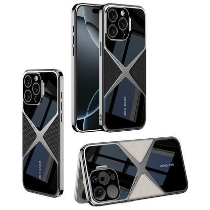 For iPhone 16 Pro GKK Leather Electroplating Supersonic Speed Shockproof Phone Case(Black) by GKK