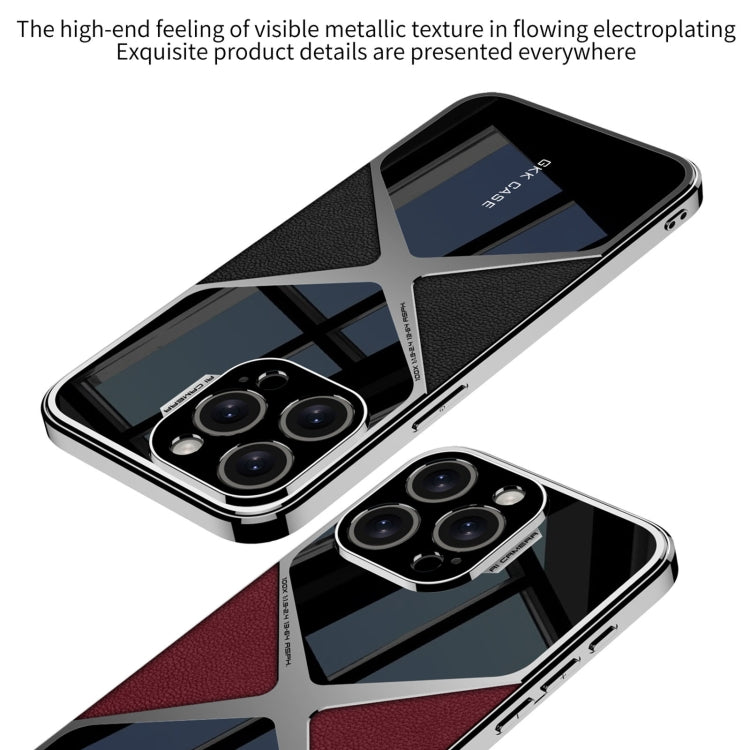 For iPhone 16 Pro Max GKK Leather Electroplating Supersonic Speed Shockproof Phone Case(Black) by GKK