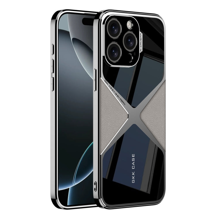 For iPhone 16 Pro Max GKK Leather Electroplating Supersonic Speed Shockproof Phone Case(Carbon Fibre) by GKK