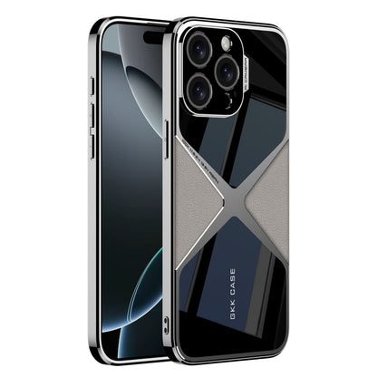 For iPhone 16 Pro Max GKK Leather Electroplating Supersonic Speed Shockproof Phone Case(Carbon Fibre) by GKK