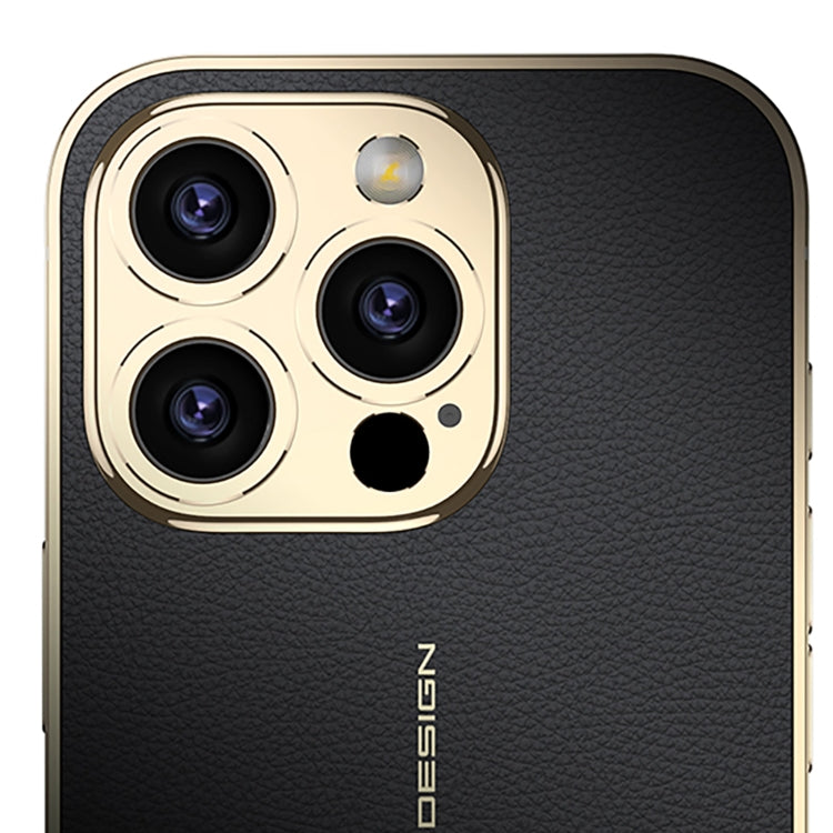 For iPhone 16 Pro GKK Plated Plain Leather Shockproof Phone Case(Black) by GKK