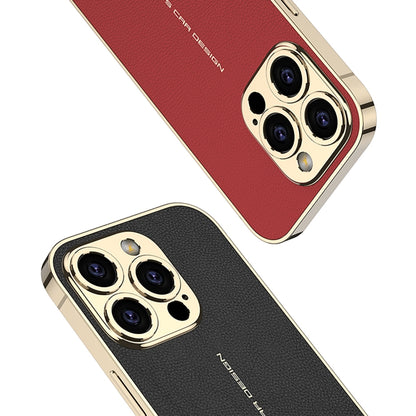 For iPhone 16 Pro GKK Plated Plain Leather Shockproof Phone Case(Red) by GKK