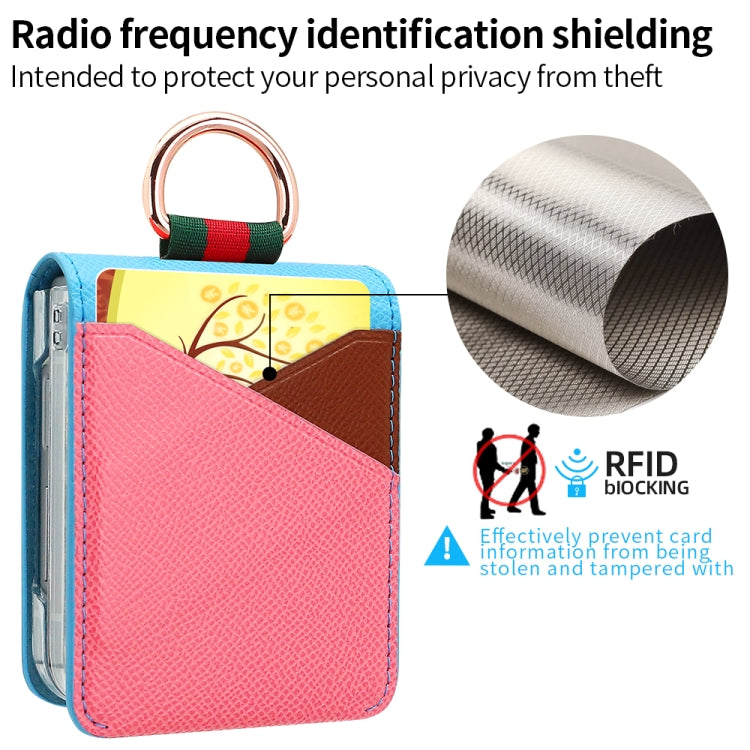 For Samsung Galaxy Z Flip6 / Flip7 FE VIETAO Metal Ring Card Slot PU Phone Case(Blue Pink) by VIETAO