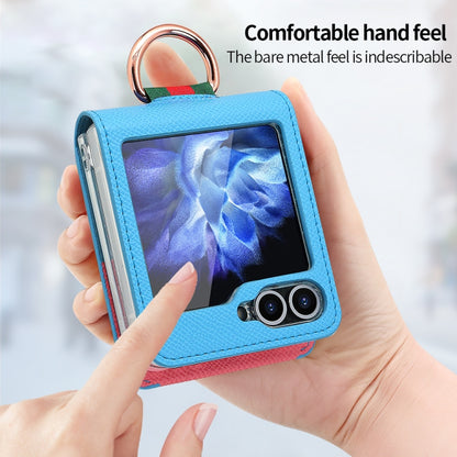 For Samsung Galaxy Z Flip6 / Flip7 FE VIETAO Metal Ring Card Slot PU Phone Case(Blue Pink) by VIETAO