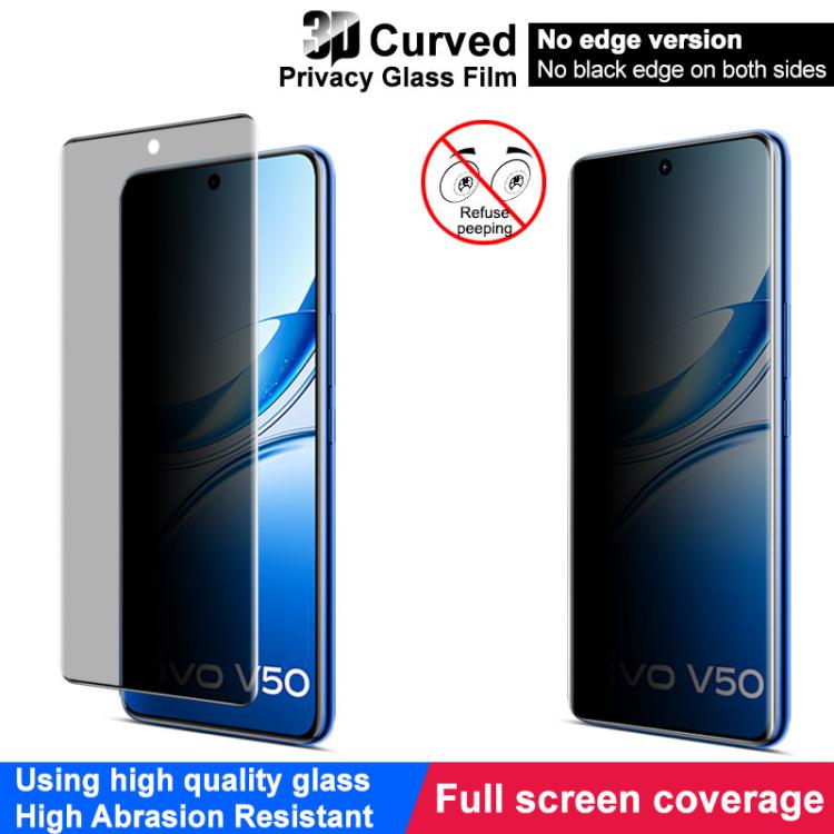 For vivo V50 5G imak No Edge Version 3D Curved Privacy Full Screen Tempered Glass Film by imak