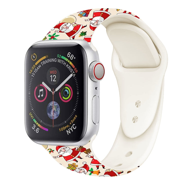 For Apple Watch 46mm / 49mm / 45mm / 44mm Christmas Pattern Silicone Watch Band(Red Santa Claus) by bashfashion
