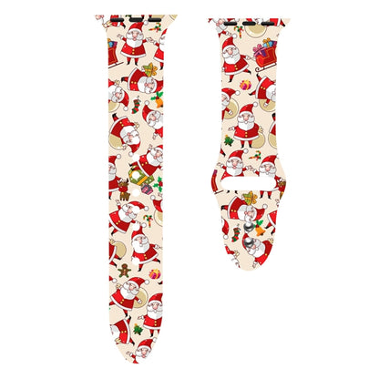 For Apple Watch 46mm / 49mm / 45mm / 44mm Christmas Pattern Silicone Watch Band(Red Santa Claus) by bashfashion