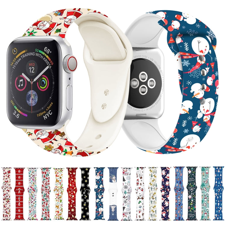 For Apple Watch 46mm / 49mm / 45mm / 44mm Christmas Pattern Silicone Watch Band(Red Santa Claus) by bashfashion