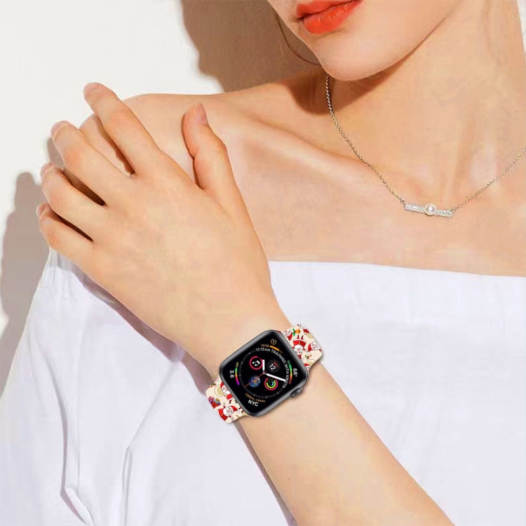 For Apple Watch 46mm / 49mm / 45mm / 44mm Christmas Pattern Silicone Watch Band(Red Santa Claus) by bashfashion