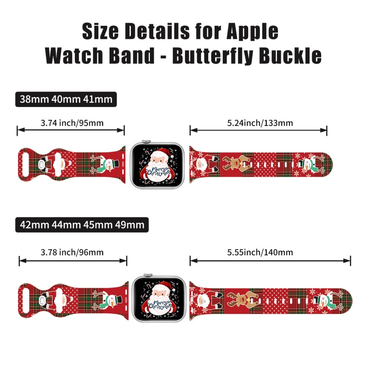 For Apple Watch 46mm / 49mm / 45mm / 44mm Christmas Pattern Butterfly Buckle Silicone Watch Band(Snowman Light Blue) by bashfashion