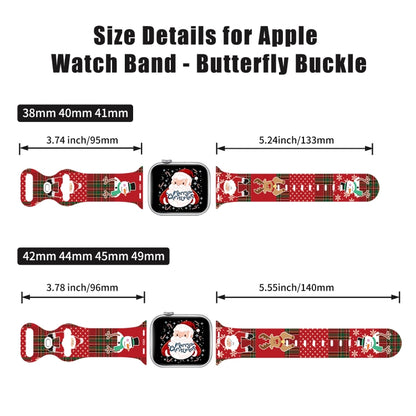 For Apple Watch 46mm / 49mm / 45mm / 44mm Christmas Pattern Butterfly Buckle Silicone Watch Band(Snowman Light Blue) by bashfashion