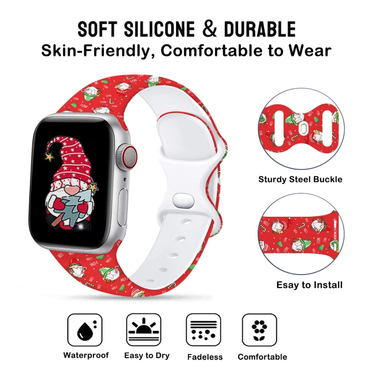 For Apple Watch 46mm / 49mm / 45mm / 44mm Christmas Pattern Butterfly Buckle Silicone Watch Band(Snowman Light Blue) by bashfashion