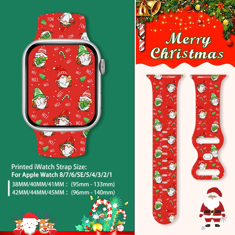 For Apple Watch 46mm / 49mm / 45mm / 44mm Christmas Pattern Butterfly Buckle Silicone Watch Band(Snowman Light Blue) by bashfashion