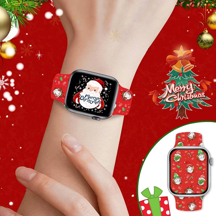 For Apple Watch 46mm / 49mm / 45mm / 44mm Christmas Pattern Butterfly Buckle Silicone Watch Band(Snowman Light Blue) by bashfashion