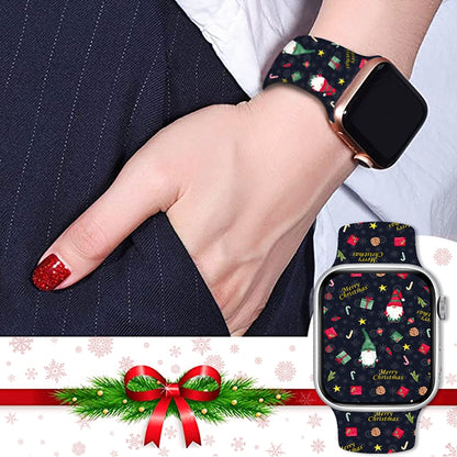 For Apple Watch 46mm / 49mm / 45mm / 44mm Christmas Pattern Butterfly Buckle Silicone Watch Band(Snowman Light Blue) by bashfashion