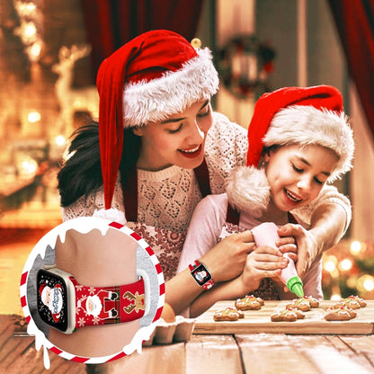 For Apple Watch 46mm / 49mm / 45mm / 44mm Christmas Pattern Butterfly Buckle Silicone Watch Band(Snowman Light Blue) by bashfashion