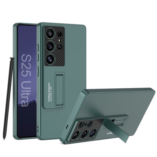For Samsung Galaxy S25 Ultra 5G GKK Ultra-thin Shockproof Phone Case with Holder / Pen(Forest Green) by GKK