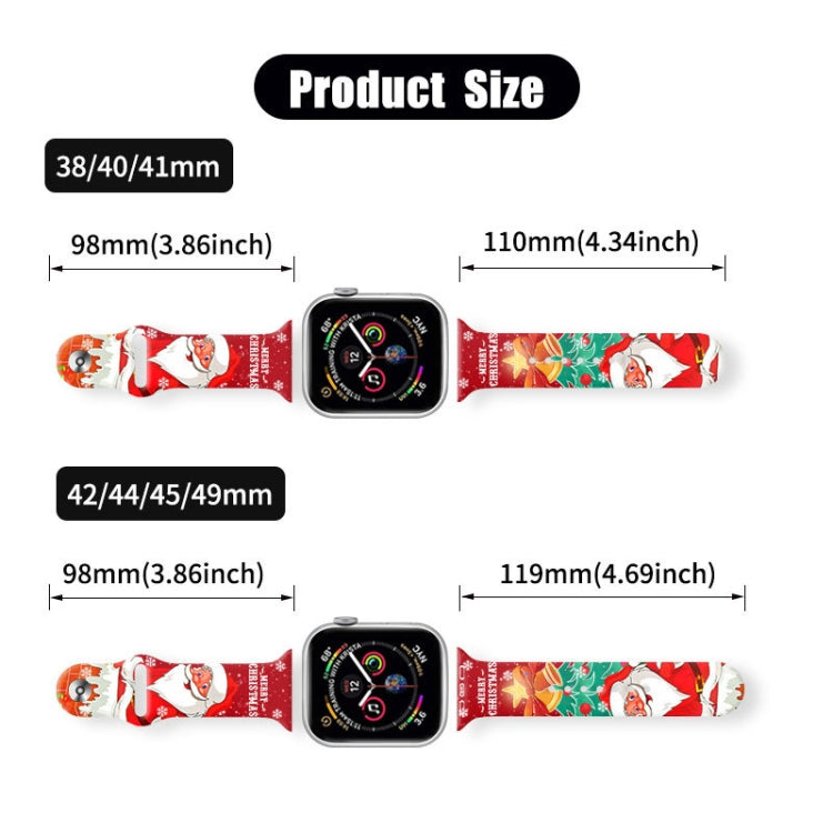 For Apple Watch 46mm / 49mm / 45mm / 44mm Christmas Pattern Reverse Buckle Silicone Watch Band(Santa Claus Blue) by bashfashion