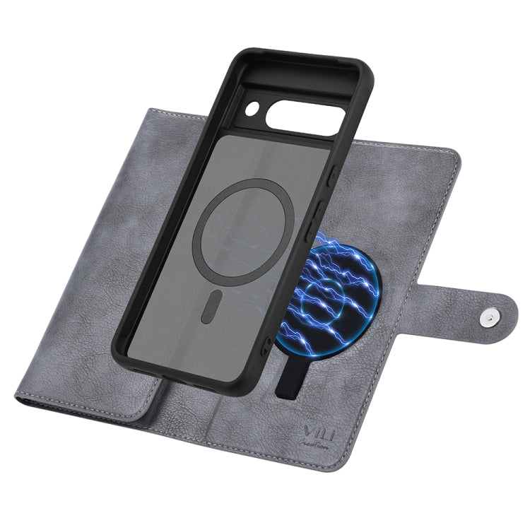 For Google Pixel 8a ViLi GVB Series MagSafe Magnetic RFID Leather Phone Case(Grey) by ViLi