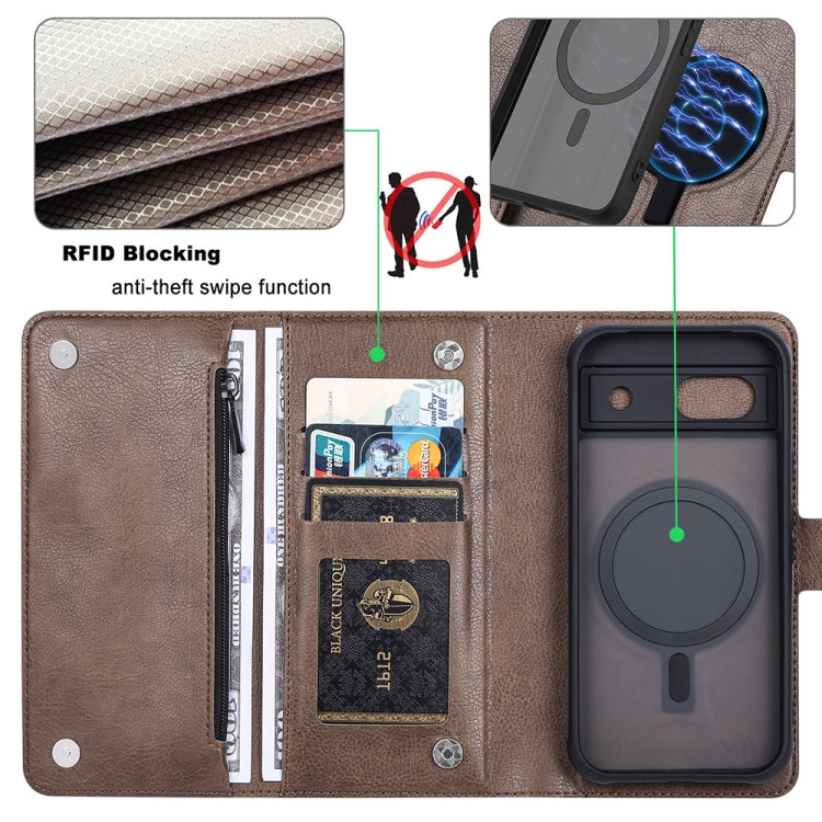 For Google Pixel 8a ViLi GVB Series MagSafe Magnetic RFID Leather Phone Case(Coffee) by ViLi