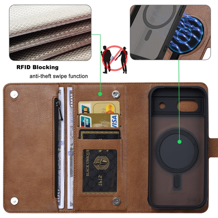 For Google Pixel 8a ViLi GVB Series MagSafe Magnetic RFID Leather Phone Case(Brown) by ViLi