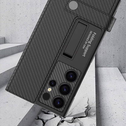 For Samsung Galaxy S25+ 5G GKK Flip Wallet Leather Phone Case(Carbon Fiber Texture) by GKK