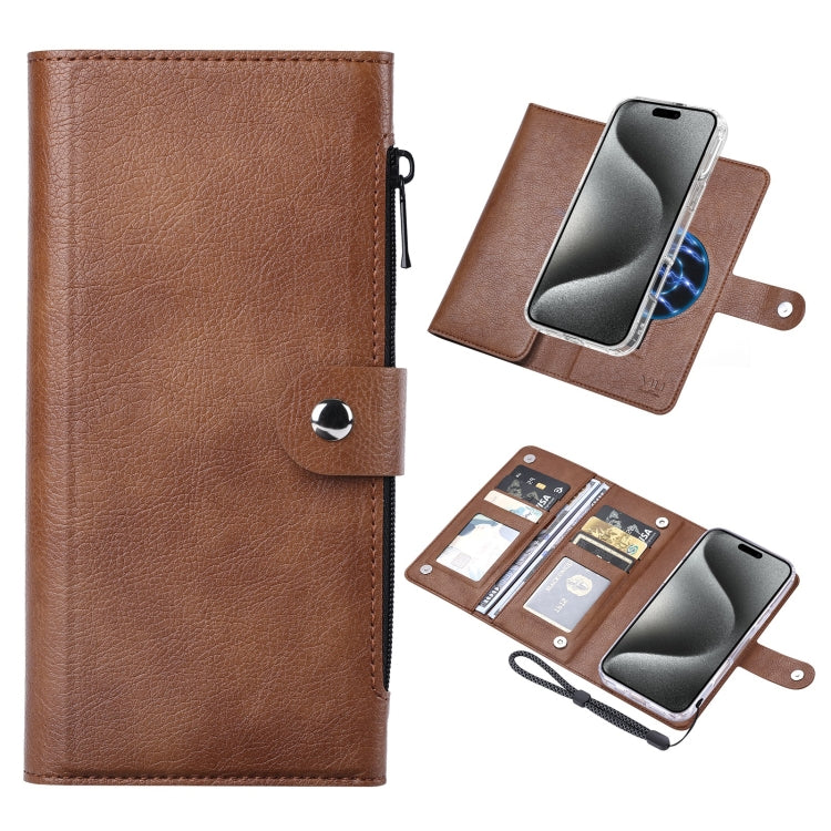 For iPhone 15 Pro Max ViLi GVS-C Series MagSafe Magnetic RFID Leather Flip Phone Case(Brown) by ViLi