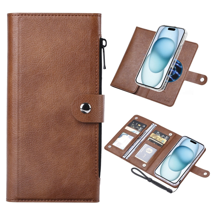 For iPhone 15 ViLi GVS-C Series MagSafe Magnetic RFID Leather Flip Phone Case(Brown) by ViLi