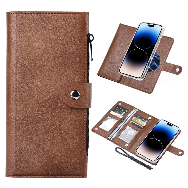 For iPhone 14 Pro ViLi GVS-C Series MagSafe Magnetic RFID Leather Flip Phone Case(Brown) by ViLi