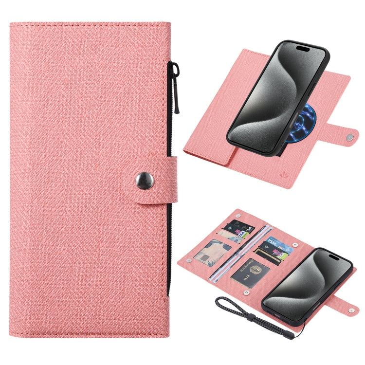 For iPhone 15 Pro Max ViLi GBS Series MagSafe Magnetic RFID Leather Flip Phone Case(Pink) by ViLi