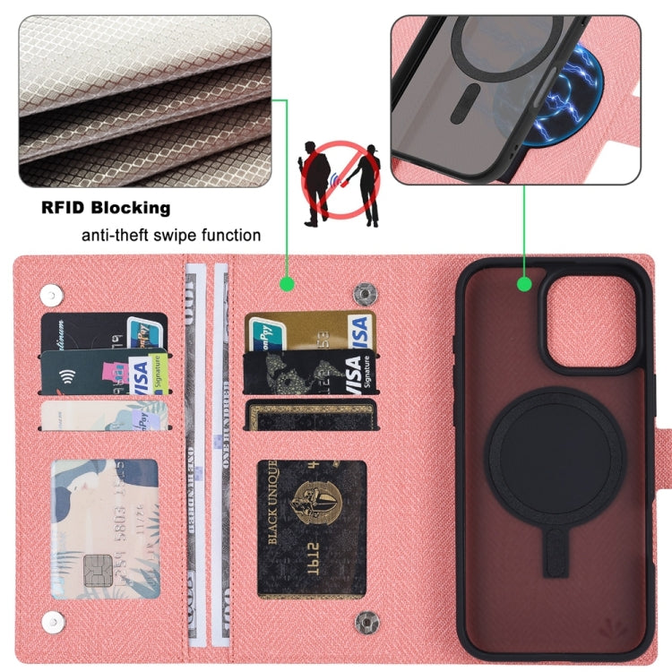 For iPhone 14 Pro Max ViLi GBS Series MagSafe Magnetic RFID Leather Flip Phone Case(Pink) by ViLi