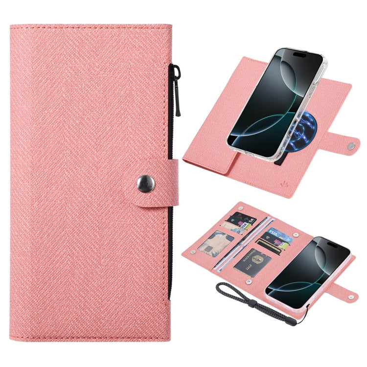 For iPhone 16 Pro ViLi GBS-C Series MagSafe Magnetic RFID Leather Flip Phone Case(Pink) by ViLi