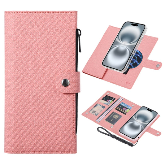For iPhone 16 ViLi GBS-C Series MagSafe Magnetic RFID Leather Flip Phone Case(Pink) by ViLi