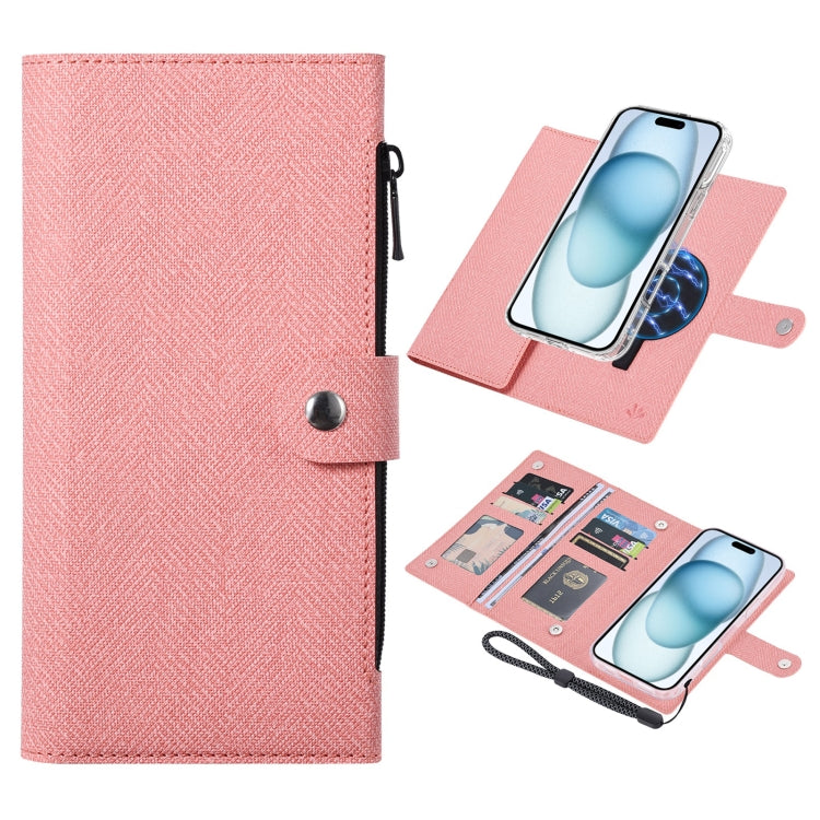 For iPhone 15 Plus ViLi GBS-C Series MagSafe Magnetic RFID Leather Flip Phone Case(Pink) by ViLi