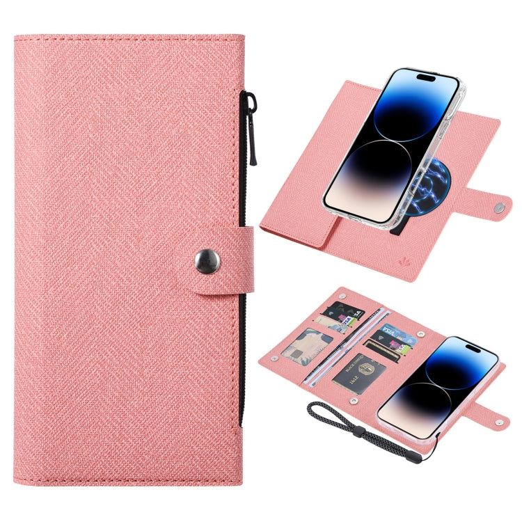 For iPhone 14 Pro ViLi GBS-C Series MagSafe Magnetic RFID Leather Flip Phone Case(Pink) by ViLi