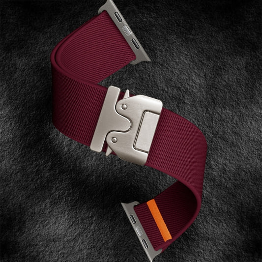 For Apple Watch 46mm / 49mm / 45mm / 44mm Parachute Buckle Elastic Nylon Watch Band(Wine Red) by bashfashion