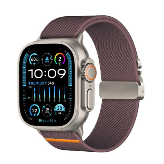 For Apple Watch 46mm / 49mm / 45mm / 44mm Parachute Buckle Elastic Nylon Watch Band(Smoky Purple) by bashfashion