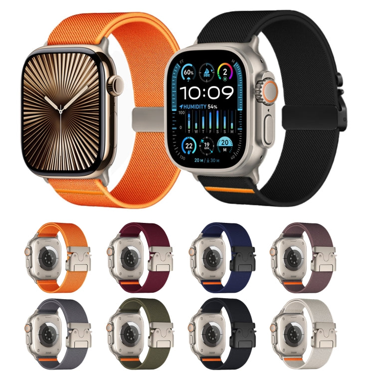 For Apple Watch 46mm / 49mm / 45mm / 44mm Parachute Buckle Elastic Nylon Watch Band(Orange) by bashfashion