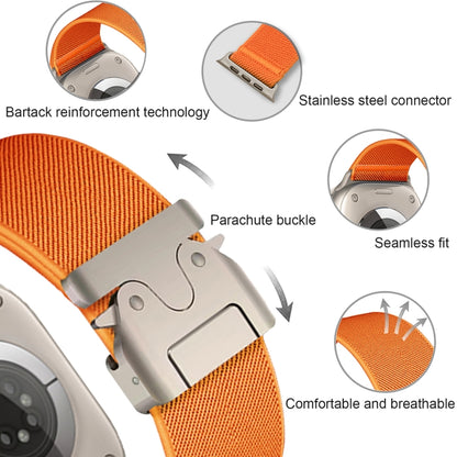 For Apple Watch 46mm / 49mm / 45mm / 44mm Parachute Buckle Elastic Nylon Watch Band(Orange) by bashfashion