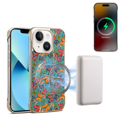 For iPhone 14 / 13 Denior A18 Paint MagSafe Phone Case(Butterflies) by Denior